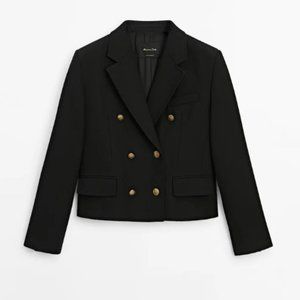 MASSIMO DUTTI DOUBLE-BREASTED BLAZER WITH GOLDEN BUTTONS - SIZE 6